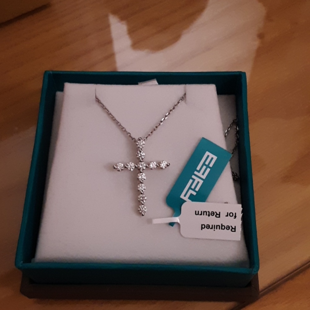 EFFY Classica 14k W Gold Diamond Cross Pendant